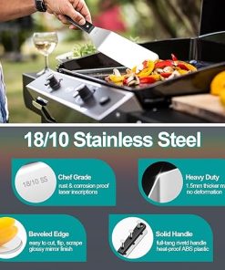 HaSteeL Griddle Accessories Kit, 18/10 Stainless Steel Flat Top Grill Accessory Set, Metal Spatula & Basting Cover for Outdoor Indoor Teppanyaki BBQ Cooking Camping, Rust Free & Dishwasher Safe, 25Pcs 2