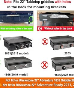 Hard Cover Hood with Temperature Gauge for Blackstone 22 inch Table Top Griddle, 5011 Griddle Hood 22″ Grill, Black 2