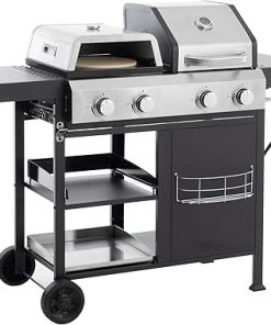 2+2 Burner Gas Grill & Griddle Combo with Cover | Outdoor Cooking for Camping, Tailgating | BBQ, Fry, Pizza