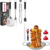 10-piece BBQ Tool Set, Meat Fork with Wooden Handle, Stainless Steel Carving Fork, BBQ Kit Accessories, Suitable for Open Fire Pit 4