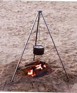 Portable BBQ Pot Rack Camping Cookware Holder Tripod Stand for Bonfire 2