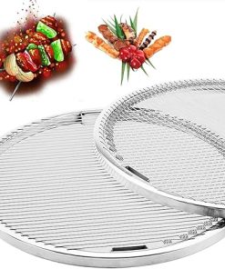 Stainless Steel Round BBQ Grill Mesh Barbecue Net Tray Multi Purpose Racks for Steaming and Cooling Cross Wire Design，29cm, 33cm(29cm)