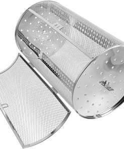 Stainless Steel Rolling Bbq Basket Versatile Oven Rotisserie Cage for Even Roasting of Nuts Vegetables Meats Durable Easy to Assemble Grill Tool for Kitchen Use