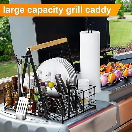 Grill Caddy, BBQ Caddy for Outdoor Grill with Paper Towel Holder, Picnic Camper Accessories, Outdoor Kitchen, RV Patio Tailgate Essentials, Grilling Gifts for Men 2 Grill Caddy, BBQ Caddy for Outdoor Grill with Paper Towel Holder, Picnic Camper Accessories, Outdoor Kitchen, RV Patio Tailgate Essentials, Grilling Gifts for Men - Image 2