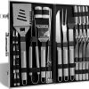 GANAZONO Grill Master’s Tool Kit Stainless Steel Burger Press Spatula Basting Brush Cooking Tools for Outdoor Grill BBQ 3