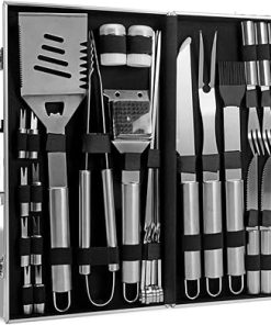 BBQ Tools Set 26 Kit Stainless Steel BBQ Grill Tool Accessories Outdoor Camping Barbecue Grilling Gift Kit with Aluminum Case Set in Gift Box for Grill Tools from Daughter Wife