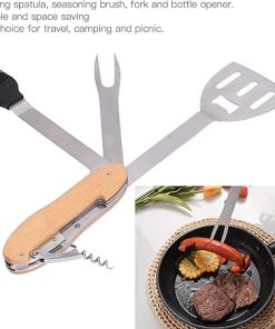 5 in 1 BBQ Multi Tool, BBQ Barbecue Grill Accessories Tools Set Kit Foldable and Portable Grill Tools Set Grilling Utensil Set Stainless Steel Grilling Accessories Gift 2