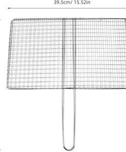 Mikikit Stainless Steel Grill Basket for Outdoor Cooking Portable Barbecue Tool for Fish and Vegetables Durable Picnic Grill Equipment with Strong Hold and 2