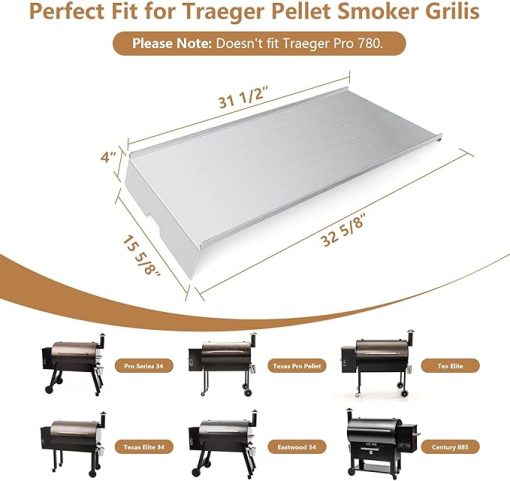Drip Tray Replacement for Traeger 34 Series,Eastwood 34, Newer Tex, Tex Elite Pellet Smoker Grills, 32.5" Stainless Steel Drip Pan for Traeger BCA006 BBQ075 BBQ100 BBQ125, Traeger Pro 34 Accessories - Image 2