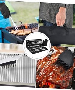Stainless Steel BBQ Tools Grill Tongs Scraper Food Clamp 8pcs Grill Set Compact Portable Cooking Kit 2