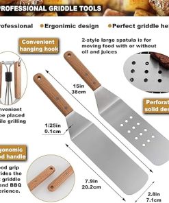 ROMANTICIST 8PC Professional Griddle Accessories Kit Bundle with Heavy Duty 28pc BBQ Accessories Set – Stainless Steel Grill Set in Case for Outdoor Cooking Camping Grilling Smoking 2