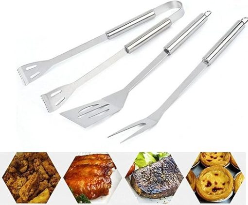 MaGiLL 3PCS BBQ Grill Tools Set, Stainless Steel Barbecue Accessories Set with Lightweight Carrying Case, Complete Outdoor Indoor Grilling Barbecue Utensil Gift Set