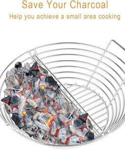 Lump Charcoal Fire Basket with Divider Big Green Egg Accessories,Stainless Steel Grill Ash Baskets for The Large Big Green Egg,Kamado Joe Classic 2