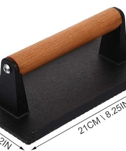 Hemoton Wooden Handle Steak Press Plate Flat Top Grill Grilled Cheese Press Accessory 2