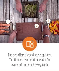 Grill Basket – Yukon Glory™ 3-Piece Mini Grilling Basket Set – Stainless Steel Perforated Grill Baskets for Grilling Veggies Seafood and Meats Includes Grill Pan – Square Basket and Circular Basket 2