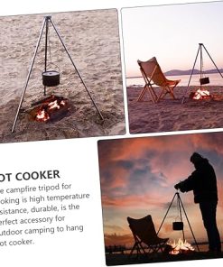 Adjustable Camping Cookware Rack BBQ Pot Rack for Campfire Camping Tripod Stand Outdoor Cooking Equipment Sturdy and Safe 2