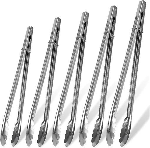 BBQ 5/1Pcs Stainless Steel Food Tongs Ice Cubes Salad Bread Clamps Baking Tools Long Handle BBQ Meat Accessories(Mixed- 5pcs)