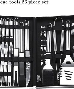 26pcs Extra Thick Stainless Steel Grill Tool Set for Men, Heavy Duty Grilling Accessories Kit for Backyard, BBQ Utensils Gift Set with Spatula,Tongs in Aluminum Case for Birthday Brown 2