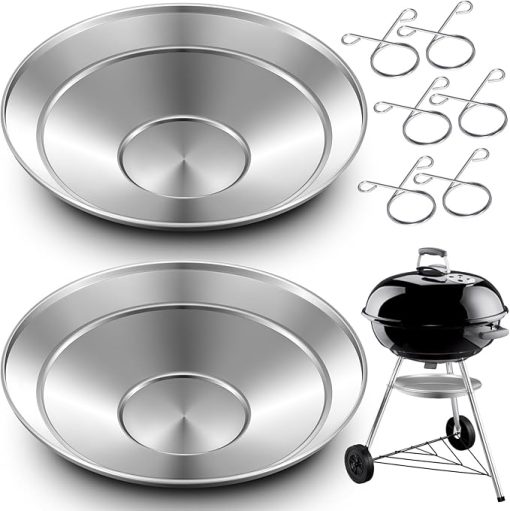 2 Pcs 13-1/2" Diameter Ash Catcher Pan Ash Pan for Charcoal Grill Compatible with Weber for Grill Replacement Parts