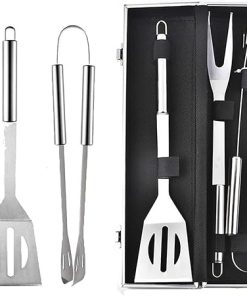 3PCS BBQ Grill Cooking Utensils Tool - Stainless Steel BBQ Tools Grill Tools Set w/Aluminum Carrying Case for Backyard/Beach Barbecue Camping Picnics Outdoor Activities