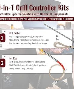 Controller Kit Replacement for Traeger BAC236 / BAC365 / BAC283, etc. – Fits Bronson 20, Pro 22/34, Texas Elite 34, Lil Tex, Tailgater & More (Excl. PTG/Ranger/Scout) – Includes 7″ RTD Probe & Igniter 2