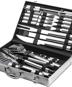 Grill Utensils Set, Outdoor Grill Set Stainless Steel BBQ Grill Accessories, BBQ Tools Grilling Tools Set with Storage Box, for Picnic Bonfire, Beach