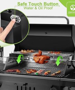Dreyoo Universal Rotisserie Grill Kit, UL Certification Automatic Rotating BBQ Rotisserie with 120V 4W Motor, 28” Spit Rod, 2 x 4 Forks, Complete Holders and Fixing Screw for Backyard Camping Grills 2
