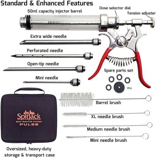 PULSE Meat Injector Gun and Injection Syringe for BBQ. Marinade Flavor Injector for Smoked Brisket, Chicken, Ribs, Pork Butt, and Turkey. Competition Barbecue Smoker Accessories Tool. - Image 2