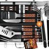 POLIGO 22 PCS BBQ Grill Accessories Set in Aluminum Case Bundle with 2 Different Types Safe Grill Brush and Scraper for All Barbecue Grills - Ideal Birthday Christmas Grilling Gifts for Men Dad