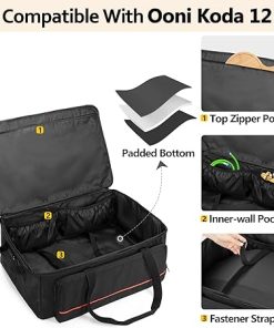 Pizza Oven Carry Bag Compatible with Ooni Koda 12 Gas Pizza Oven, Portable Pizza Oven Cover with Shoulder Strap, Outdoor Oven Carrying Case with Multi Pockets for Oven Accessories, Bag Only 2