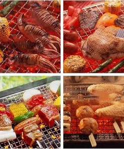 BBQ Stainless Steel Round BBQ Grill Roast Mesh Net Non-Stick Barbecue Baking Pan Accessories(30cm) 2