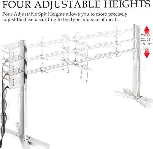 Rotisserie Grill Kit, 52" Outdoor Electric Stainless Steel Tripod Rotisserie Stand, 90LBS Pig Spit Rotisserie Grill, Height Adjustable BBQ Rotisserie Kit, Pig Rotisserie Hog Lamb Campfire - Image 2