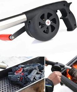 BBQ Fan Air Blower Hand Crank,Blacksmith Coal Forge Fast Fire Starter,Portable Manual Barbecue Fan Lighter Grills,for Outdoor Camping Picnic Grill Cooking Bellows Tools Accessories ( Color : Black )