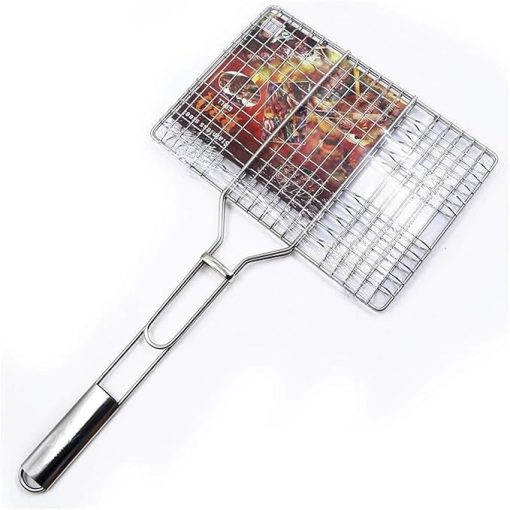 Barbecue Grilling Basket,Outdoor Barbecue Tools Square Stainless Steel Grilled Fish Accessories Clip Multi-Use Burger Clip - Image 2