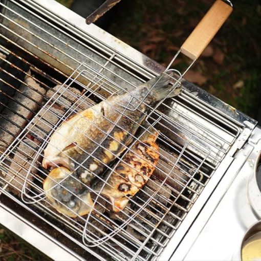 MaGiLL Grilling, Grilling Baskets, Barbecue Grilling Basket,Grilled Fish Clip Stainless Steel Home Tool Accessories with Handle Barbecue BBQ - Image 2