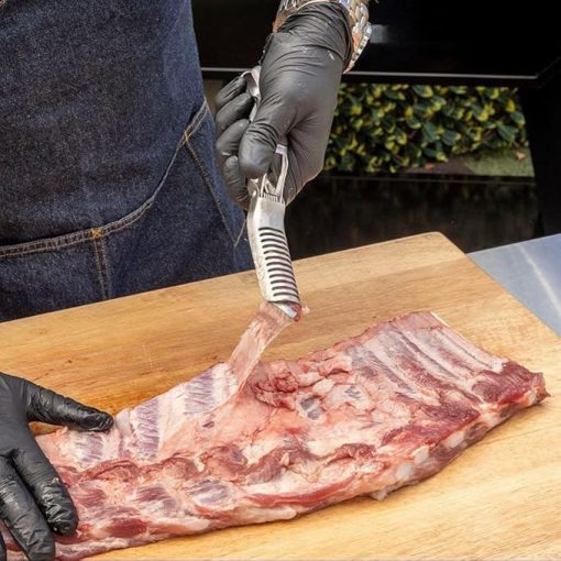 Rib Membrane Remover Stainless Steel Tool Kit - The Ultimate Rib Prep Tool for BBQ Enthusiasts - Ergonomic Design for Easy Membrane Removal - Dishwasher Safe BBQ Accessories (3 PCS) - Image 2