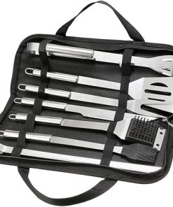 uxcell BBQ Grill Tool Set- 12 in 1 Stainless Steel Barbecue Grilling Accessories with Carrying Case, Includes Spatula, Tongs, Skewers