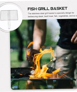 Outdoor Portable BBQ Tool Round Grill Grate Meat Grill Rack Vegetable Mesh Easy to Hold Fish Rack 2