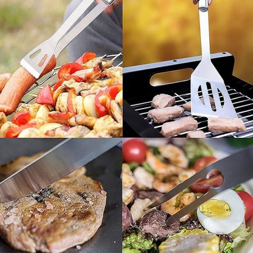 BBQ Grill Accessories Grilling Tools Set, 7PCS Stainless Steel BBQ Accessories with Carry Bag, Barbecue Utensils Set - Image 2