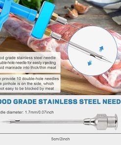 Meat Injector Gun Pump with Hose, 60W Electric Marinade Injector Meat Syringe Gun with 10 Stainless Steel Double-hole Needles for Roast Turkey, Pork, Beef 2
