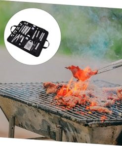 Mikikit 1set Barbecue Tool Set Cooking Brushes Camp Outdoor and Kit Grills Accessories Tools Utensils Stainless Steel Black 2