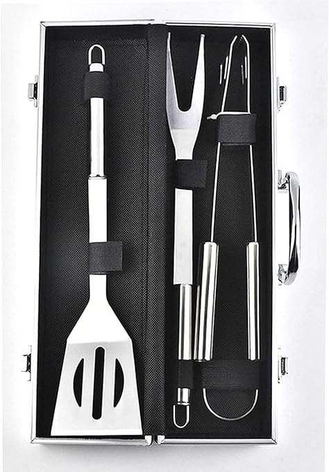 MaGiLL BBQ Barbecue Tool Set 3 Pieces Stainless Steel Grill Accessories Utensil with Carry Case Portable BBQ Outdoor Kitchen Tools Portable Grilling Cookware MaGiLL BBQ Barbecue Tool Set 3 Pieces Stainless Steel Grill Accessories Utensil with Carry Case Portable BBQ Outdoor Kitchen Tools Portable Grilling Cookware