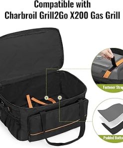 Grill Carry Case Compatible with Char-Broil Grill2Go X200 Portable Propane Gas Grill, 1-Burner Grill Cover Bag with Multi Storage Pockets for Outdoor Grill Tools & Accessories, Only Bag 2