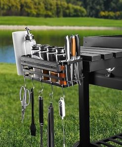 Grill Tool Storage Rack Grill Griddle Caddy Space Saving Bbq Side Rack Organizer for Grill Accessories Tools Black 2