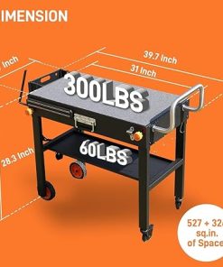 Portable Blackstone Griddle Stand, Folding Grill Table with Wheels for 17/22 Inch Blackstone Griddles, Ninja Grills, Pizza Oven, 31”x17”Grill Cart 2