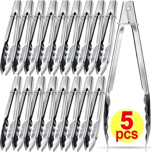 BBQ 5/1Pcs Stainless Steel Food Tongs Ice Cubes Salad Bread Clamps Baking Tools Long Handle BBQ Meat Accessories(Mixed- 5pcs) - Image 2