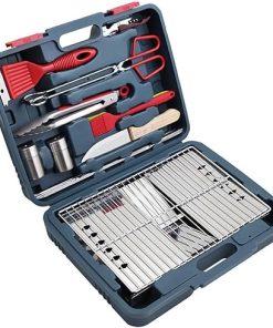 BBQ Grill Tools Set, Stainless Steel BBQ Accessories Utensils Set with Barbecue Grill Fire Pit & Storage Case, Grill Tools Set for Outdoor Camping Barbecue
