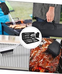 BBQ Grill Set 7-Piece Stainless Steel Tools Food Clip Clamp Outdoor Cooking Accessories Portable Barbecue Kit Perfect for Camping 2