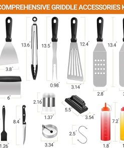 DAVV Blackstone Spatula Grill Griddle Accessories Kits,28 Pcs Flattop Outdoor Grill Griddle Accessories Kits for Blackstone Camp Chef, BBQ Grill Spatula Sets for BBQ Camping Backyard 2