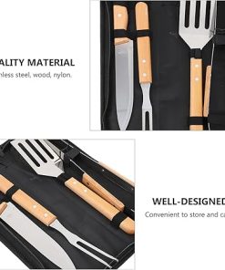 2 Sets Spatula Cutter for Kitchen and Tongs Utensils Cooking Accessories Camping Indoor Beef BBQ Fork Tools Grilling Storage Meat Kit Heavy Shovel Duty Steel Supplies Grill 2